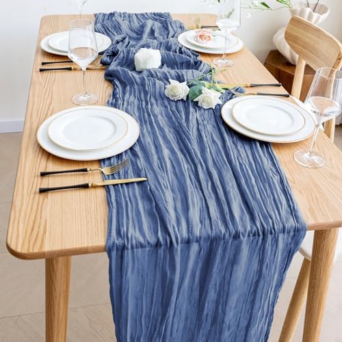 Wokceer Cheesecloth Table Runner Blue 10FT Boho Gauze Runner, 12 Pack - Image 6