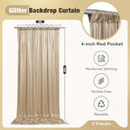 10x10FT Champagne Sequin Backdrop Curtain for Party - 2 Panels 5x10FT Wrinkle-Free Shimmer Drapes for Birthday, Wedding, Christmas, Decorations & Photography - Image 5