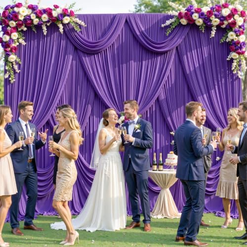 4 Panels Purple Backdrop Curtain for Parties Wedding Wrinkle Free Purple Photo Curtains Backdrop Drapes Fabric Decoration for Birthday Party Photography 20ft(W) x 10ft(H) - Image 4