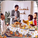Ceenna 452 Pcs Fall Pumpkin Party Supplies for 50, Black Buffalo Plaid Pumpkin Leaves Paper Plates Napkins Cups Tablecloth Cutlery Straw Disposable Tableware for Thanksgiving Autumn Harvest Decoration - Image 5