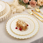 YOUBET 175PCS Ivory Scalloped Plastic Plates for Party Wedding - Image 4
