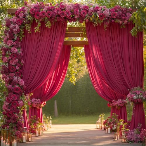 24x10FT Burgundy Backdrop Curtains for Wedding Parties, Wrinkle Free Polyester Photography Backdrop Drapes for Wedding Baby Shower Birthday Parties Stage Background Stand Decorations 4x10ft,6 Panels - Image 6