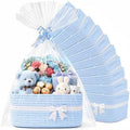 10 Pack Blue Gift Baskets Empty Woven, Cotton Rope Small Basket with Handles, Baby Boy Shower Nursery Organizer, Father's Day Graduation Includes Clear Bags and Bows by AFOROEOA