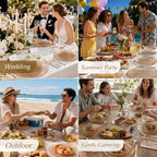 Liacere 60Pcs Brown Plastic Plates-Disposable Plates With Gold Rim,Heavy-duty Amber Plates,Water ripples Party Plates Include 30 Dessert-Platos,30 Dinner-Platos for Wedding&Thanksgiving&Fall Party - Image 7