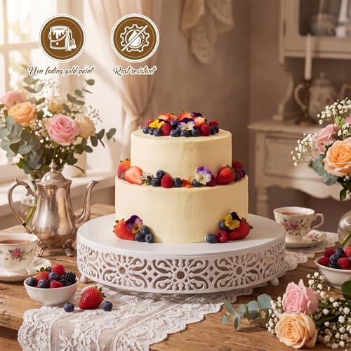Wenqik 14 Inch Cake Stand, Metal Round Cake Stands Set - Image 4