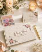 Wedding Guest Book with Embroidered Linen Photo Guestbook for Reception - Image 4