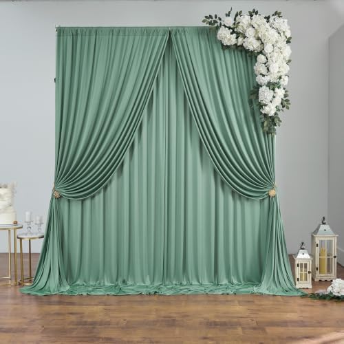 40ft×10ft Wrinkle Free Sage Green Backdrop Curtain for Parties - Image 6