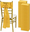 YMHPRIDE 60 PCS Gold Satin Chair Sashes, 7x108 Inch Ties Chair Bows by YMHPRIDE