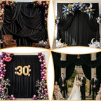 10ftx10ft Black Backdrop Curtain for Wedding Parties, Wrinkle Free Silky Polyester 2 Panels 5x10ft Draping Fabric Photo Back Drop Cloth for Birthday Photography Background Photoshoot - Image 3