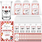 36 Sets BBQ Baby Shower Shot Glasses It's A Baby Q Acrylic Shot Glasses Bulk with Thank You Cards Bags Gender Reveal Barbecue Themed Gift for Guests BBQ Picnic Barbecue Birthday Party Decor by Unknown
