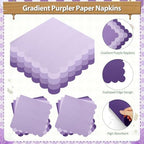 Purple Plates and Napkins Party Supplies, 9’’ Pastel Purple Disposable Paper Plates and Cups and Napkins Set for Baby Shower, Birthday, Wedding Party Decorations Serves 48 - Image 4