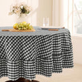 Romanstile Gingham Ruffled Round Tablecloth, 70 Inch, Black by Romanstile