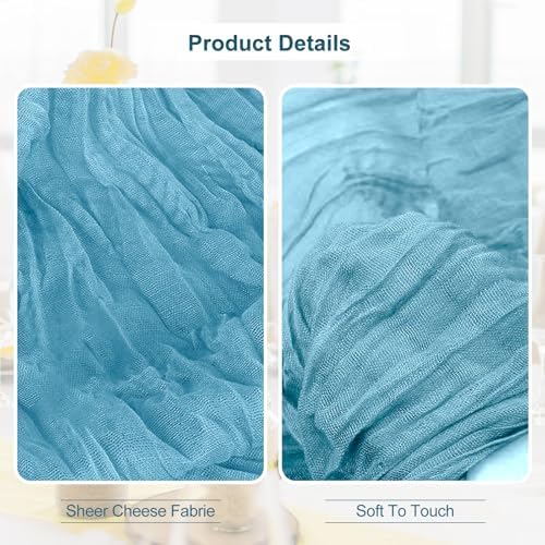 10 Pack Baby Blue Cheesecloth Table Runner 35x120 Inch 10Ft Rustic Gauze Cheese Cloth Table Runner Sheer Cheesecloth Table Runners for Wedding Party Bridal Shower Decoration - Image 3