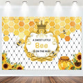 Fabric 10x7ft Bee Baby Shower Photography Background A Sweet Little Bee is on The Way Sweet Honeycomb Sunflower Backdrop Newborn Gender Reveal Party Decor Cake Table Banner Supplies by NECSOLE