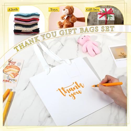 Windyun 50 Pcs Square Paper Gift Bags with Handle 10 x 10 x 10'' Large Favor Bag with DIY Thank You Tag for Wedding Christmas Bridal Shower Bridesmaid Birthday Party (White) - Image 6