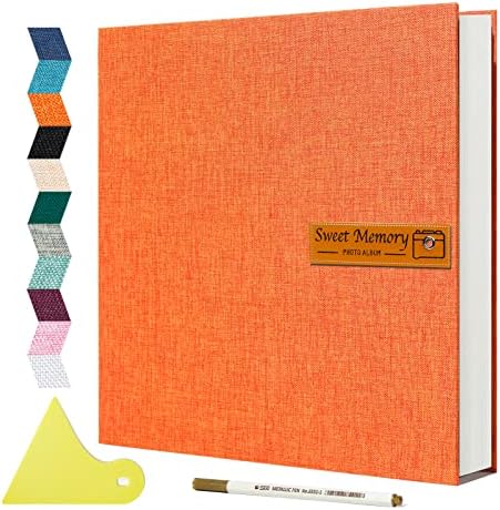 Large Photo Album Self Adhesive Magnetic Scrapbook,Scrapbook Album for 4x6 5x7 8x10 Picture,60 Pages Linen Cover Memory Book for Wedding Family Baby, with Metallic Pen and Scraping Plate(Grey) by Spbapr