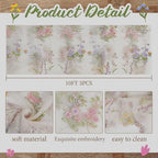 Ivory White Floral Table Runner 10ft Embroidery Tulle Spring Wildflower Table Runner Seasonal Summer Butterfly Kitchen Dining Gauze Decoration for Wedding Baby Shower Birthday Party (3 Pcs) - Image 2