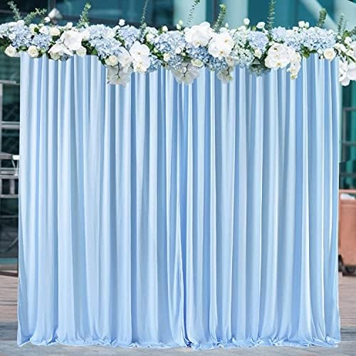 AK TRADING CO. 10 feet x 8 feet IFR Polyester Backdrop Drapes Curtains Panels with Rod Pockets - Wedding Ceremony Party Home Window Decorations - Light Blue - Image 5