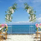 8.53Ft White Metal Wedding Arch Backdrop Stand with Base, Balloon Arch Stand Gold Backdrop Stand for Wedding Ceremony Bridal Baby Shower Photo Booth Party Decor (3-Layer White Wedding Arch) - Image 5