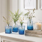 Fixwal Set of 18 Blue Bud Vases for Flowers, Vintage Clear Glass Vases Small Vases for Centerpieces for Home Table Decor Rustic Wedding Decorations - Image 6