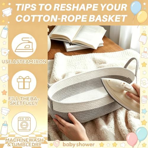 Large Baby Shower Basket Empty Baby Shower Crate Closet Woven Baskets - Image 5
