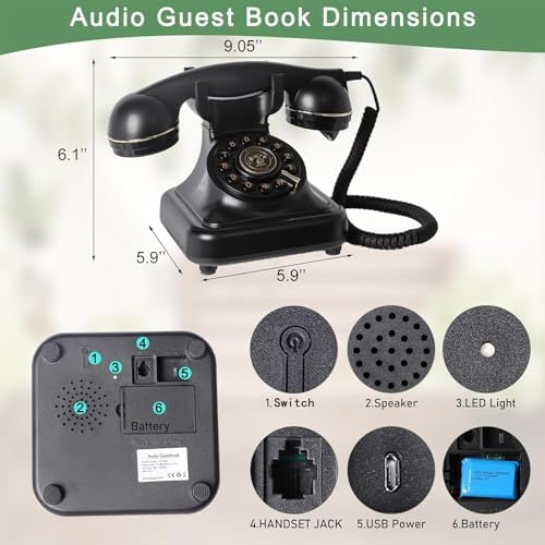Audio Guest Book Wedding Phone- Record Customized Audio Messages with GuestBook – A Personal and Convenient Way to Preserve Your Special Occasions (Pink) - Image 6