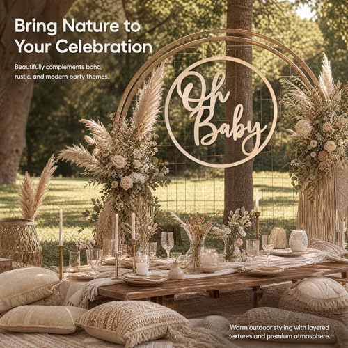 Oh Baby Backdrop Wooden Sign Round Gender Reveal Background Photo Decor - Image 2