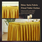 Wish Care Gold Satin Table Clothes for 4 Foot Rectangle Tables, 4FT Wrinkle Resistant Glitter Rectangle Tablecloths, Party Table Covers for Wedding Banquet, Baby Shower, Birthday, Holiday Dinner - Image 6