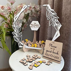 Personalized Wedding Wooden Guest Book: Creative Acrylic Custom Name Alternative Inserts Box DIY Custom Rustic Wedding Heart Drop Guest Book for Graduation Anniversary Wedding Decor (Flower Hexagon) - Image 2