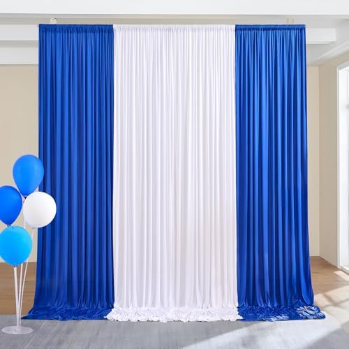 10×10 FT Wrinkle Free White Royal Backdrop Curtains for Parties, 4 Panels 2.5×10ft Wrinkle Free Soft Polyester Drapes for Backdrop Decor Themed Party Baby Shower Photo Background Curtain by ENJOYYOURPARTY