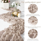 Teruntrue 20 Pack Taupe Cheesecloth Table Runner 17x108 Inch, Boho Gauze Sheer Fabric Cheese Cloth Table Runners for Wedding Party Bridal Shower Baby Shower Birthday Home Decor Garden Farmhouse - Image 3