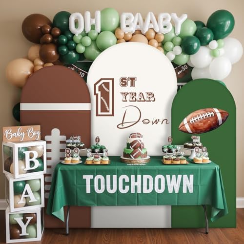 3 Pcs 1st Year Down Birthday Arch Cover First Year Down Football Backdrop - Image 4