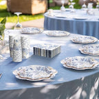 Newtay 250 Pcs Blue Gold Floral Disposable Paper Plate Napkins - Image 6