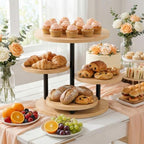 Cake Stand for 50 Cupcakes 360°Rotating Wooden Cupcake Display Stand Round Cookie Stands 4 Tiered Tray Stand for Parties Birthday Wedding Baby Shower Afternoon Tea Dessert Table, Oak - Image 6