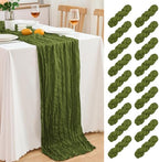 18 Pack Olive Green Cheesecloth Table Runner 21.5x120 Inch,Semi Sheer Boho Gauze Cheese Cloth Fabric Table Runners 10 FT Long for Wedding Party Baby Shower Birthday Home Decor by Unknown