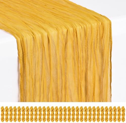 30 Pack Gold Cheesecloth Table Runner 17x108 Inches Boho Home Decor by Showgeous