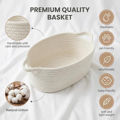 6Pcs Small White Woven Basket Valentines Empty Gift Basket - Image 3