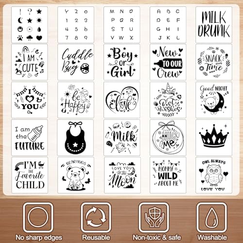 Panitay 100 Pcs White Baby Bodysuits Bibs Kit 25 Guests, Retro - Image 6