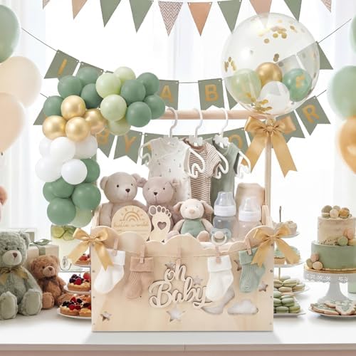 Green, Wooden Baby Shower Crate Closet,Hollow - Image 6