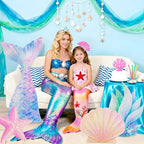 4 Pcs Large Mermaid Birthday Decorations | Under The Sea Party Decorations Mermaid Tail Shell Seaweed Starfish Cardboard Cutouts Standup Photo Booth Props for Baby Shower Wedding Ocean Theme Party - Image 2