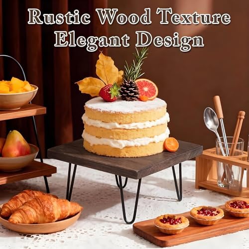 3 Pcs Buffet Risers, Wood Square Food Riser Dessert Table Display Stand Set for Party Wood Cupcake Stands Nesting Table for Home Decor (Square, walnut) - Image 5