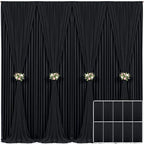 10 Panels Black Backdrop Curtain for Parties Wrinkle Free Black Photo Curtains Backdrop Drapes Fabric Decoration for Birthday Party Wedding 50ft(W) x 10ft(H) by Tao-GePartyDecorations