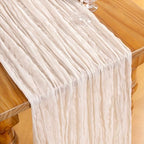 DeZerlor Ivory White Cheesecloth Table Runners 10 Pack Summer Boho Runners - Image 3