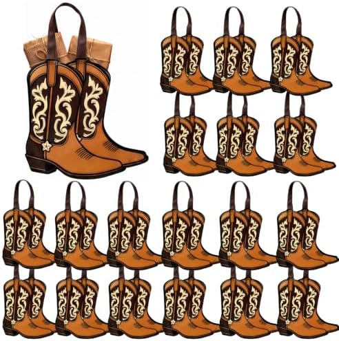 Hillban 24 Pack Western Cowboy Boots Favor Bags with Handle, Nonwoven by Hillban
