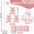 Lenwen 3 Sets Jungle Animal Decoration for Baby Shower Letter Boxes Baby Shower Table Centerpiece Stuffed Animals Balloon with Stand Plush Boxes for Party(Pink,Bear) - Image 3