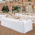 Wish Care White Satin Table Clothes for 6 Foot Rectangle Tables - 6FT Wrinkle Resistant Glitter Rectangle Tablecloths, Party Table Covers for Wedding Banquet, Baby Shower, Birthday, Holiday Dinner - Image 2