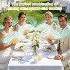 50pcs White Paper Hand Fans Bulk – Bamboo Folding Fan, Hand Fan Foldable, Chinese Fan|Fans in Bulk, Wedding Fans, Paper Fans Bulk, Bulk Fans, Abanicos de mano para fiesta – Wedding Favors for Guests. - Image 6