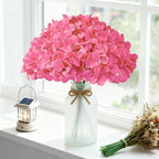 100 Pcs Fuchsia Hydrangea Artificial Flowers Bulk, Fake Silk Hydrangea Flowers Heads with Stems for Wedding Decorations Garden Party Baby Shower Porch Home Decor Table Centerpieces - Image 2