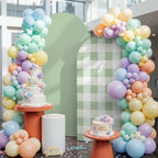 Spring Green Plaid Arch Backdrop Cover 6.6 FT, Simple Art Green Gingham Striped Wedding Arch Cover Stretchy Backdrop Stands Covers for Birthday Bridal Party Celebration Ceremony Banquet Decor - Image 3