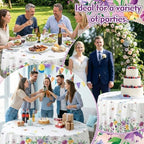 Ganeen 12 Pcs Wildflower Plastic Tablecloth 84 in Spring Round Tablecloths - Image 5